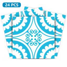 Tile Stickers Bath Tile Mexican Set Of 24 Blue Tiles Decals Wall Mural Kitchen Tiles Stickers Carrelage K11 - thumbnail 1