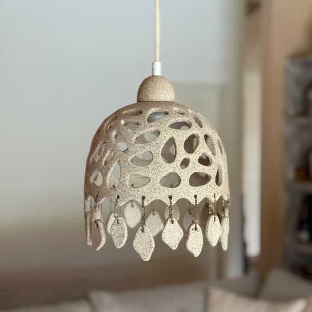 Handmade Ceramic Pendant Light - Sculptural Boho Lighting - image 1