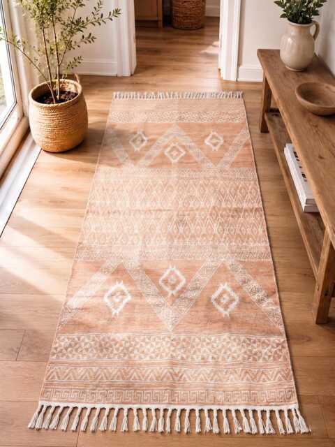 Handwoven Cotton Dhurrie Rug, Bohemian Flatweave Area Indian Boho Floor Decor, Reversible Handmade Home Accent, Custom Size - image 1
