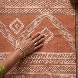 Handwoven Cotton Dhurrie Rug, Bohemian Flatweave Area Indian Boho Floor Decor, Reversible Handmade Home Accent, Custom Size - thumbnail 2