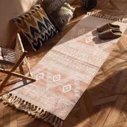 Handwoven Cotton Dhurrie Rug, Bohemian Flatweave Area Indian Boho Floor Decor, Reversible Handmade Home Accent, Custom Size - thumbnail 4