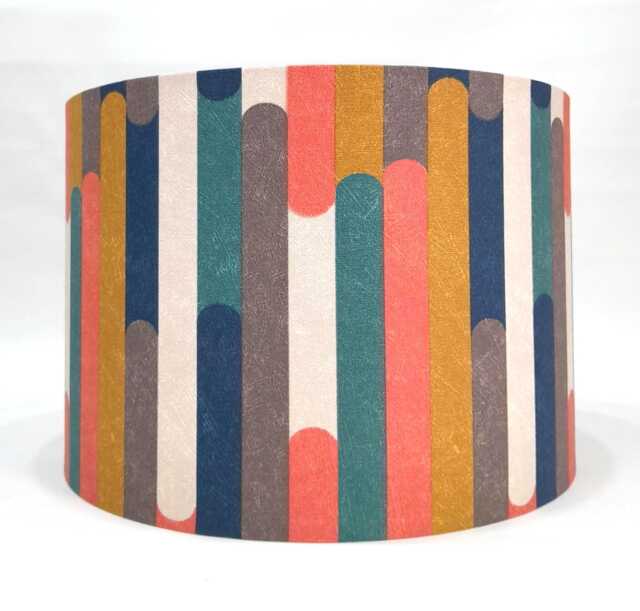 Retro Seattle Stripes Orange Fabric Handmade Drum Lampshade - image 1