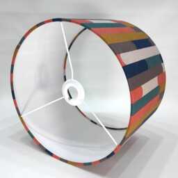 Retro Seattle Stripes Orange Fabric Handmade Drum Lampshade - thumbnail 2