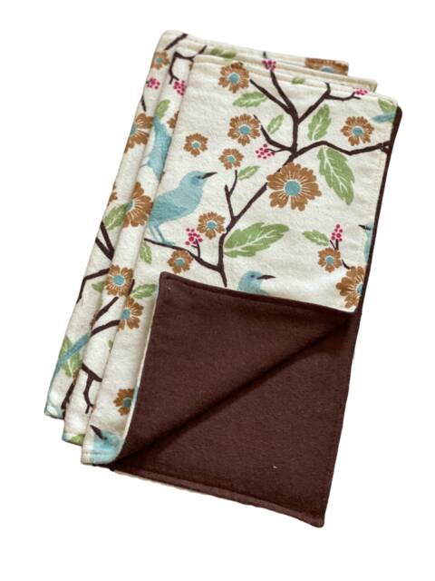 Spring Birds Cotton Flannel Lovey Chocolate Brown Baby Security Blanket - image 1