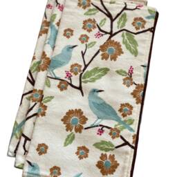 Spring Birds Cotton Flannel Lovey Chocolate Brown Baby Security Blanket - thumbnail 3