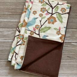 Spring Birds Cotton Flannel Lovey Chocolate Brown Baby Security Blanket - thumbnail 4