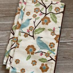 Spring Birds Cotton Flannel Lovey Chocolate Brown Baby Security Blanket - thumbnail 2