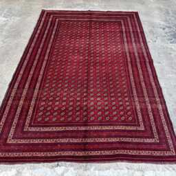 6'6x9'8 Afghan Khal Mohammadi Hand-Knotted Wool Rug, Deep Red Tribal Geometric Carpet, Traditional Oriental Area Rug For Living Room, Office - thumbnail 3