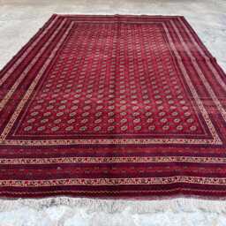 6'6x9'8 Afghan Khal Mohammadi Hand-Knotted Wool Rug, Deep Red Tribal Geometric Carpet, Traditional Oriental Area Rug For Living Room, Office - thumbnail 2
