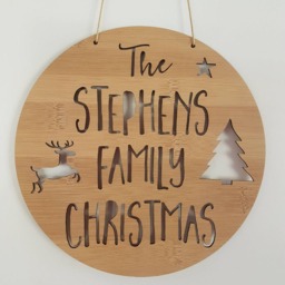 Family Christmas Wooden Bamboo Door-Wall Hanging-Plaque-Merry Christmas - Wall Art-Personalised-Custom-Christmas Decoration-Ornament-Bauble - thumbnail 4