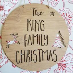 Family Christmas Wooden Bamboo Door-Wall Hanging-Plaque-Merry Christmas - Wall Art-Personalised-Custom-Christmas Decoration-Ornament-Bauble - thumbnail 2