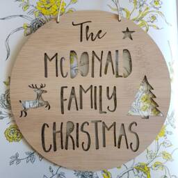 Family Christmas Wooden Bamboo Door-Wall Hanging-Plaque-Merry Christmas - Wall Art-Personalised-Custom-Christmas Decoration-Ornament-Bauble