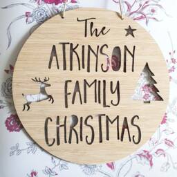 Family Christmas Wooden Bamboo Door-Wall Hanging-Plaque-Merry Christmas - Wall Art-Personalised-Custom-Christmas Decoration-Ornament-Bauble - thumbnail 3