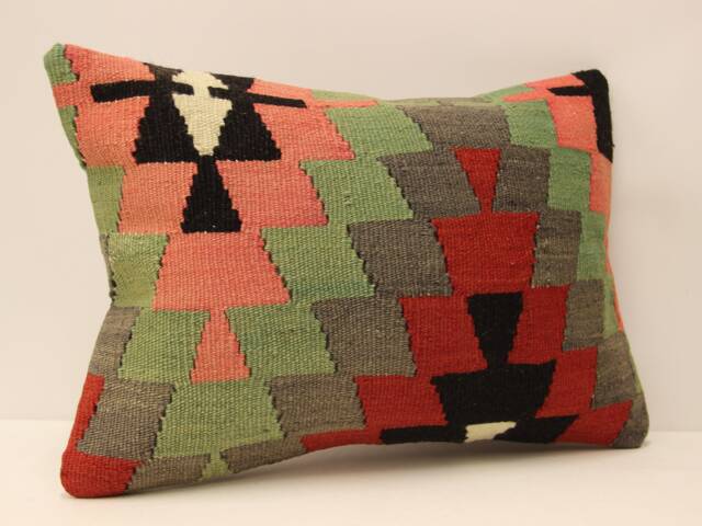 Throw Kilim Pillow 14x20 Inch - 35x50 cm Anatolian Kelim Turkish Pillow Kilim Cushion Art Deco Cover Sofa 4Bef-282 - image 1
