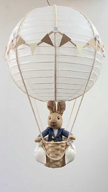 Neutral Peter Rabbit Beatrix Potter Themed Hot Air Balloon Nursery Light Shade - image 1