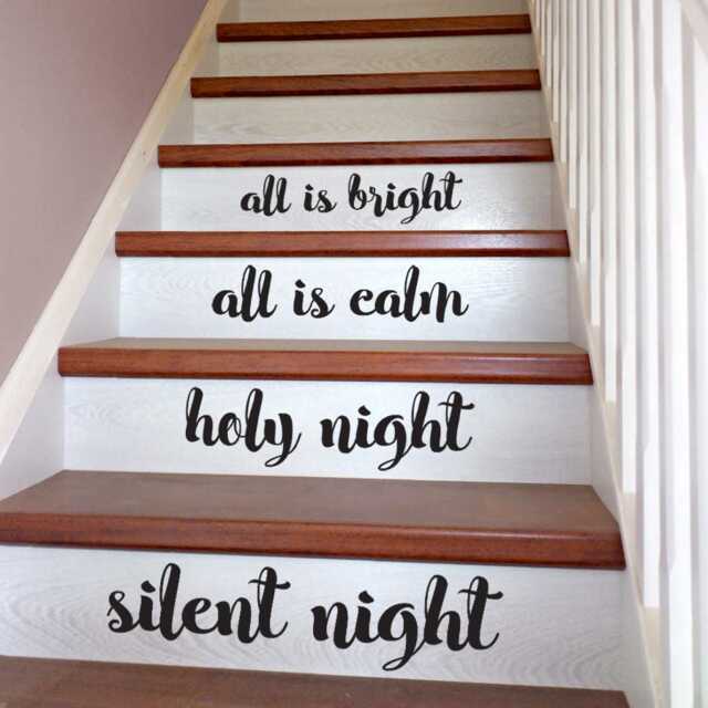 Silent Night Holy Night, Vinyl Decal For Stairs, Christmas Music Decor, Stair Riser Decals, Holiday Wall Decor - image 1