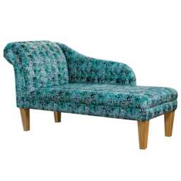 Blue Abstract Chaise Longue - Velvet Indoor Sofa Lounger Handmade in Britain - thumbnail 2