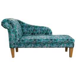 Blue Abstract Chaise Longue - Velvet Indoor Sofa Lounger Handmade in Britain - thumbnail 3