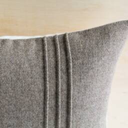 Tan Wool Pillow Cover With Stitching Detail, Light Brown Square By True Having - Made To Order - thumbnail 2