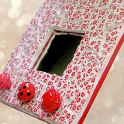 Handmade Mosaic Mirror Hat Rack - Red Floral Ceramic Knobs Wall Hooks - thumbnail 3
