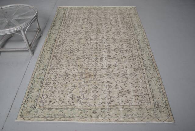 Beige Oriental Rugs, Rugs For Dining Room, Turkish Rug, 4.8x7.8 Ft Area Antique Vintage Ethnic Indoor Rug - image 1