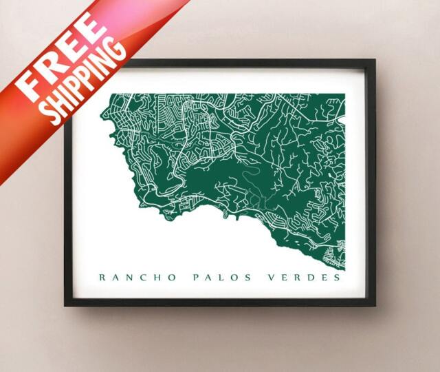 Rancho Palos Verdes Map Print - California Art Poster - image 1