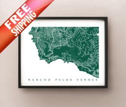 Rancho Palos Verdes Map Print - California Art Poster - thumbnail 1