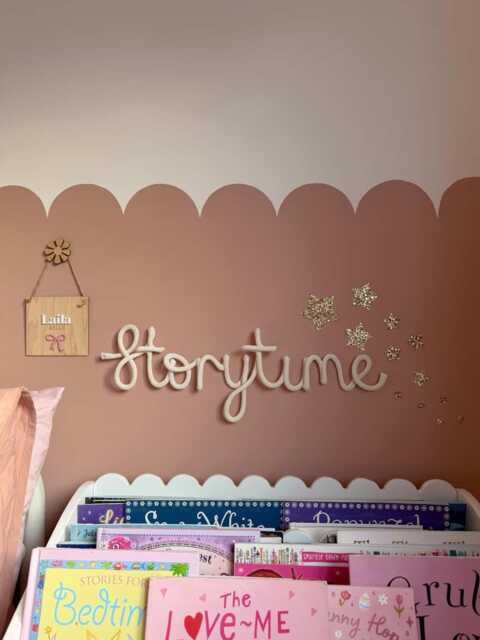 Storytime & Name Sign, Nursery Wall Art, Reading Room Decor, Corner Ideas, Storyime & Knitted Storytime Sign - image 1