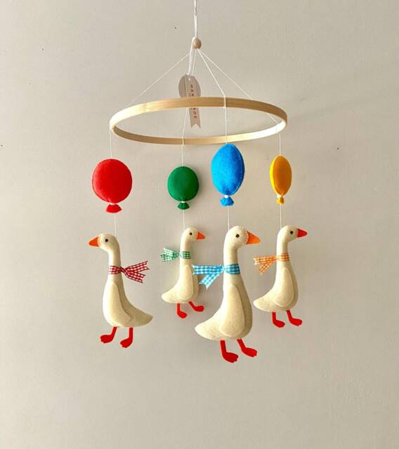 Duck Nursery Baby Mobile Goose Hot Air Balloon Boys/Girls Crib