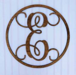 Monogram Wood Sign, Single Letter Monogram, Circle Vine Letter, Door Plaque, Nursery Wall Decor Letters - thumbnail 1
