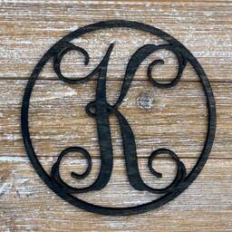 Monogram Wood Sign, Single Letter Monogram, Circle Vine Letter, Door Plaque, Nursery Wall Decor Letters - thumbnail 2