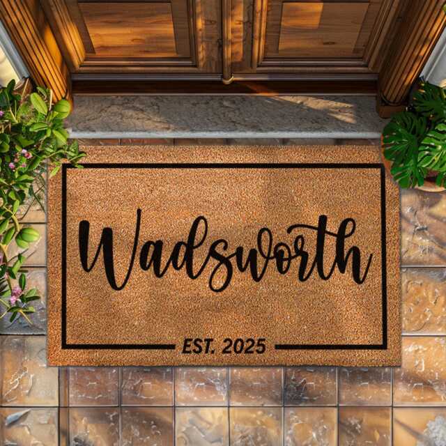 Personalized Last Name Doormat With Est - [Your Name] Custom Welcome Mat New Home Housewarming Gift - image 1
