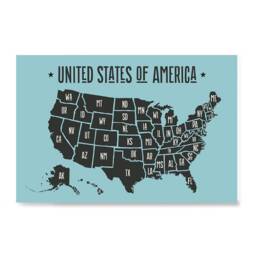 Usa Maps With States Details Posters - Poster Printing Wall Art Print For Home School, Classroom, Office Decor Blue Black - thumbnail 2