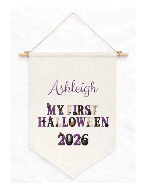 Personalized First Halloween Fabric Banner Keepsake Wall Hanging 2026 - image 1