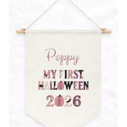 Personalized First Halloween Fabric Banner Keepsake Wall Hanging 2026 - thumbnail 2