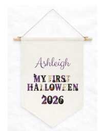 Personalized First Halloween Fabric Banner Keepsake Wall Hanging 2026 - thumbnail 1