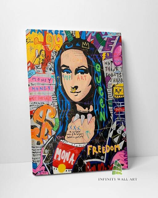 Queen Mona Graffiti Canvas Art Wall Banksy Style Print Picture Framed Home Decor -D656 - image 1