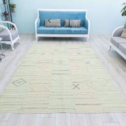 Vintage Turkish Kilim Rug, Faded Boho Pompom Rug - 5'9 X 9'4 Ft - thumbnail 2