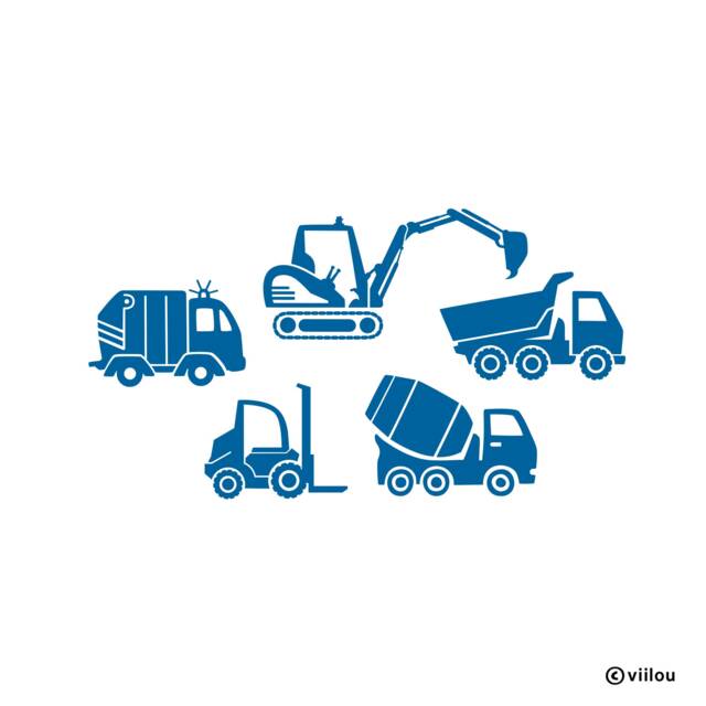 Wall Stickers Building Site Vehicles Tattoos Cars Decals Children Garbage Truck Concrete Mixer Dump Excavator Forklift - image 1