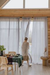 Light Grey Daytime Tunnel Top Or Tie Curtain Set Of 2 - thumbnail 1