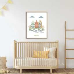 Amsterdam Nursery Wall Art - Soft & Minimalist Kids Travel Illustration - thumbnail 2