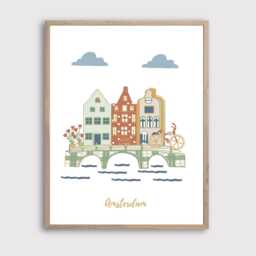 Amsterdam Nursery Wall Art - Soft & Minimalist Kids Travel Illustration - thumbnail 1