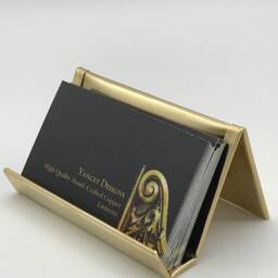 Brass Business Card Holder Modern Desk Accessory - thumbnail 2