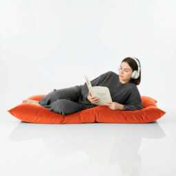 Bean Bag Plush Velvet Floor Cushion Pumpkin Orange Polyester Pillow - thumbnail 2