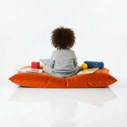 Bean Bag Plush Velvet Floor Cushion Pumpkin Orange Polyester Pillow - thumbnail 3