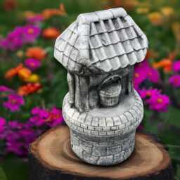 Concrete Wishing Well Statue Garden Ornament Stone Decoration Handmade Sculpture Front Door Figurine Yard Art - thumbnail 4