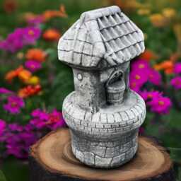 Concrete Wishing Well Statue Garden Ornament Stone Decoration Handmade Sculpture Front Door Figurine Yard Art - thumbnail 3