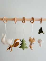 Woodland Baby Gym Toys Handmade Felt Forest Creatures - thumbnail 1