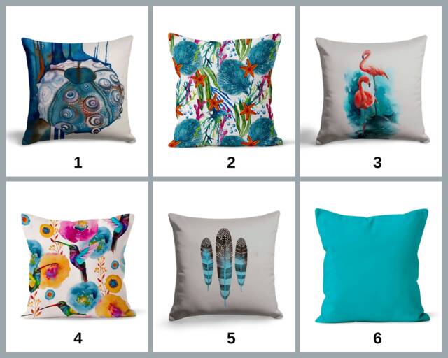 Turquoise Feather Flamingo Cushion Cover, Tropical Vibes, Soft Pillow Case For Colorful Home, Bird Lover Gift - image 1