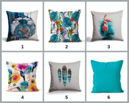 Turquoise Feather Flamingo Cushion Cover, Tropical Vibes, Soft Pillow Case For Colorful Home, Bird Lover Gift